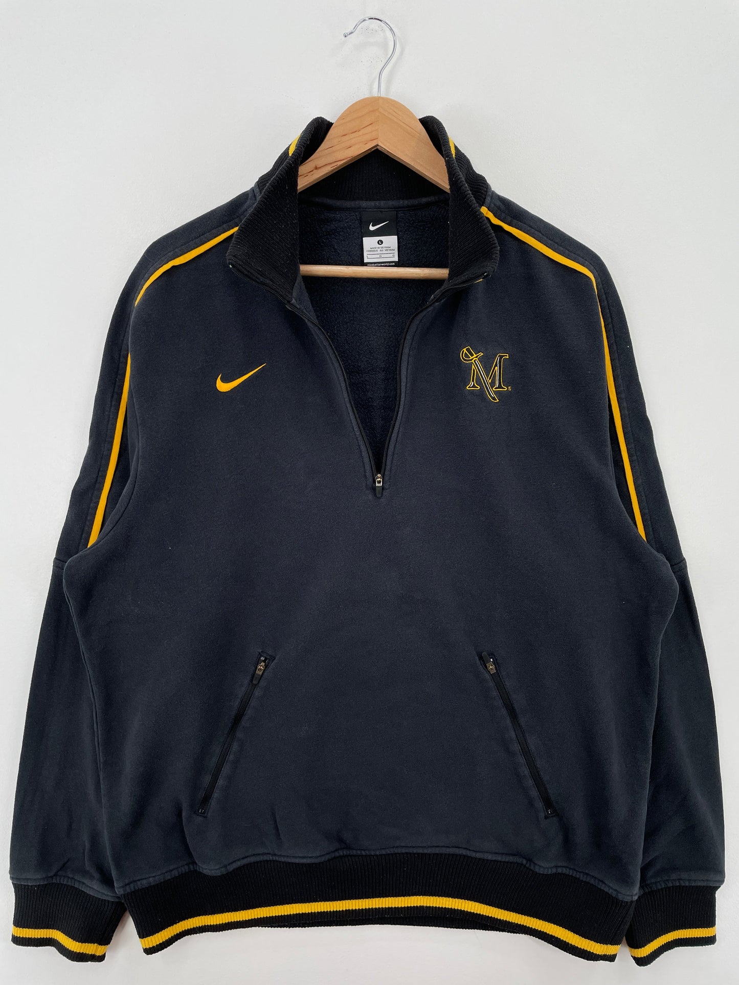 Vintage NIKE x Millersville Marauders Size L Vintage College Hal Zip-up Sweat-Shirt / G1200S