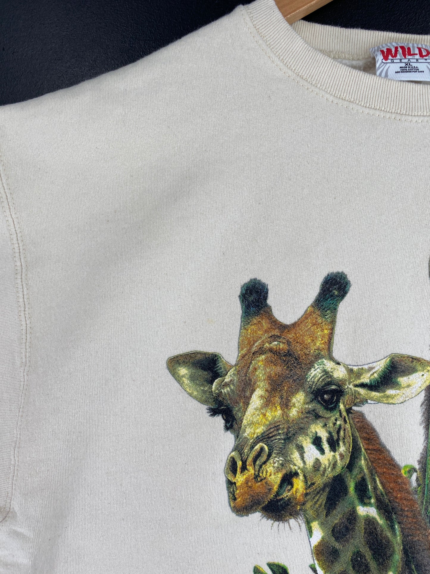 90's GIRAFFE Made in USA Size XL Vintage Animal Sweat-Shirts / F8067S