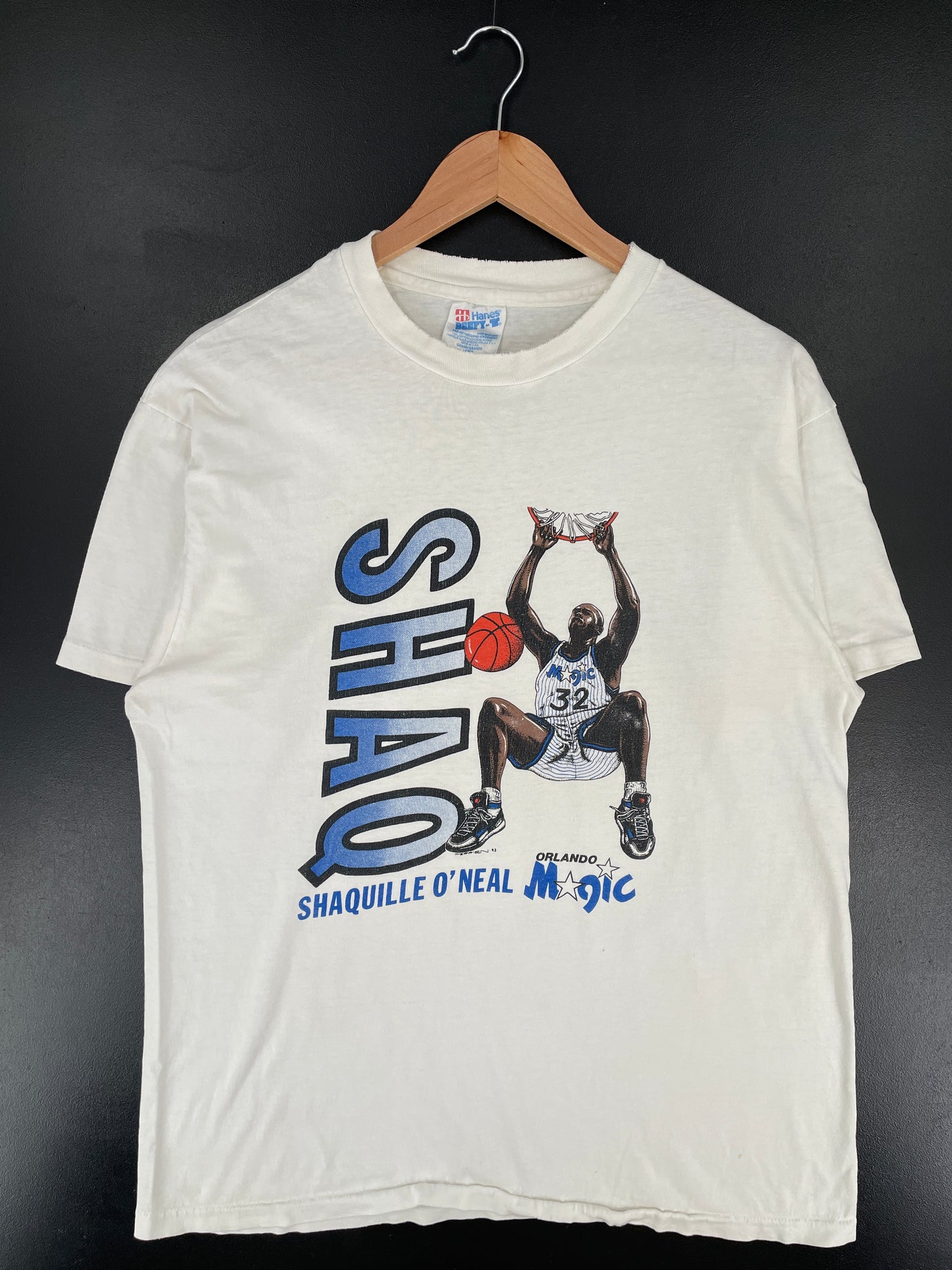 1992 ORLANDO MAGIC SHAQUILLE O'NEAL Made in USA Size L Vintage NBA T-shirt / E7934T