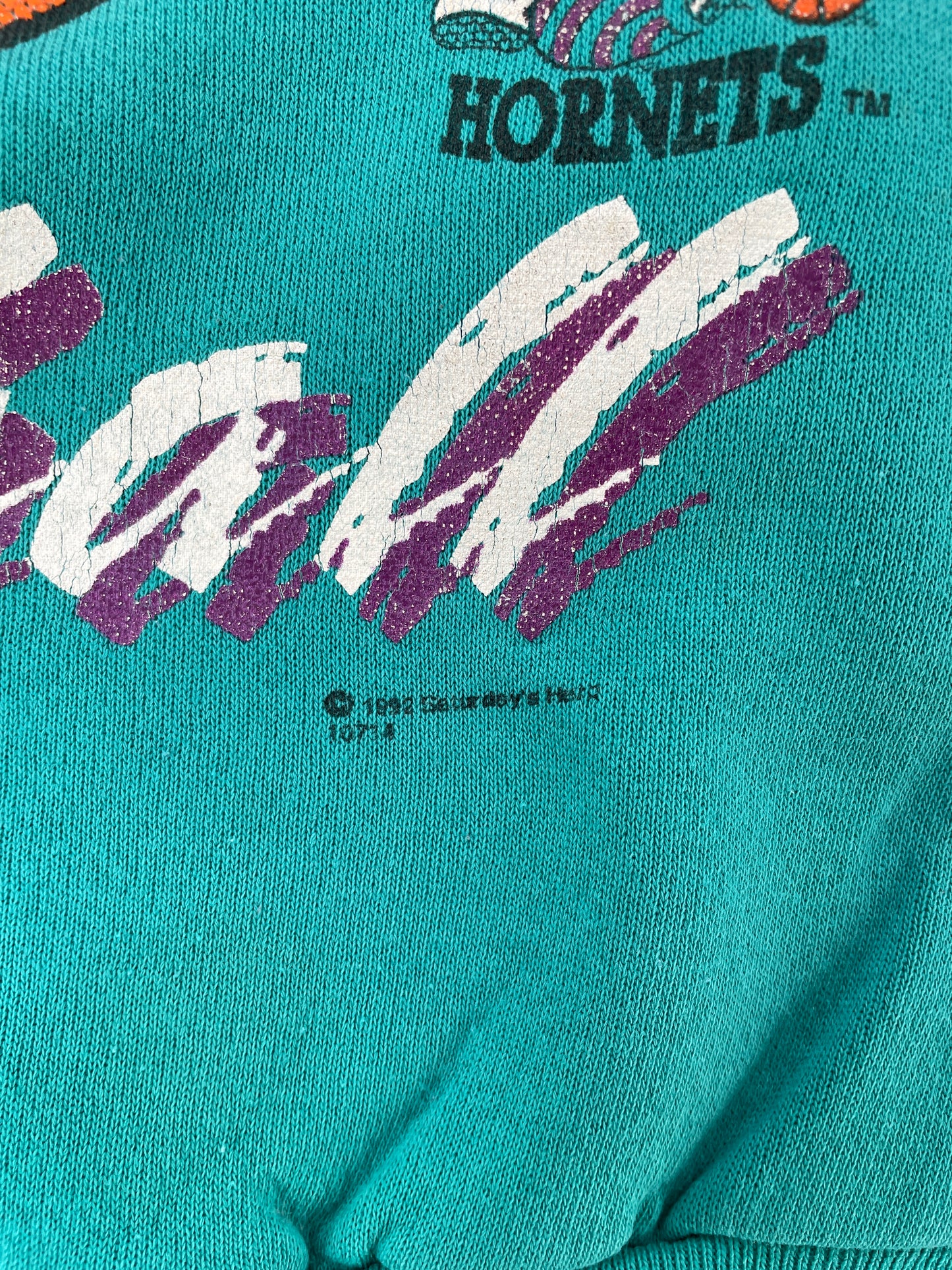 1992 CHARLOTTE HORNETS Made in USA Size XL Vintage NBA Sweat-Shirt / F455S