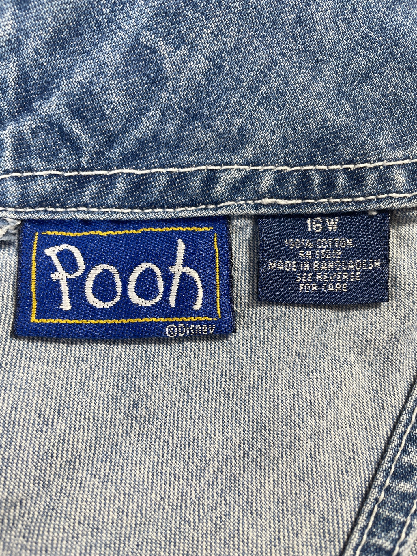 00' DISNEY WINNIE THE POOH Size Ladies.18W(XL) Vintage Denim Overall / E7888P