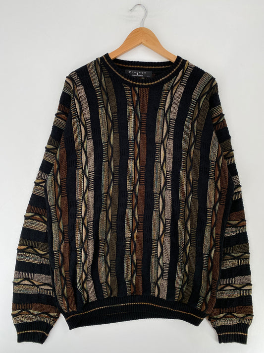 Vintage 3D COOGI-Style Size L Acrylic Knit Sweater / F254K