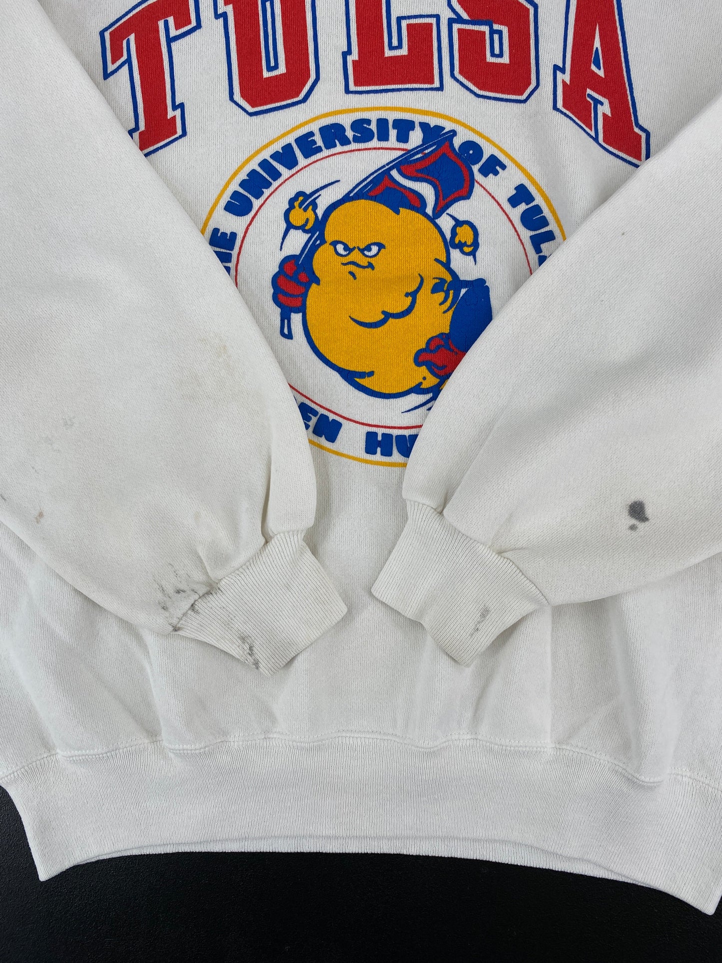 90’s UNIVERSITY OF TULSA Made in USA Size L Vintage College Sweat-shirt / F402S