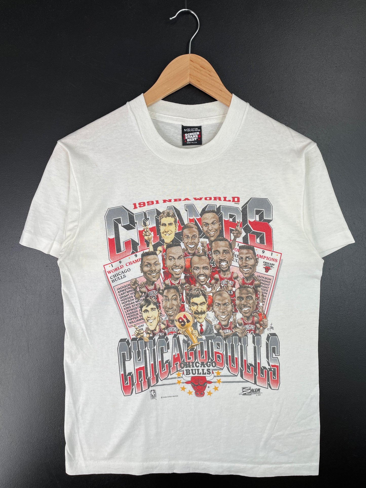 1991 CHICAGO BULLS Made in USA Size M Vintage NBA T-Shirt / F9731T