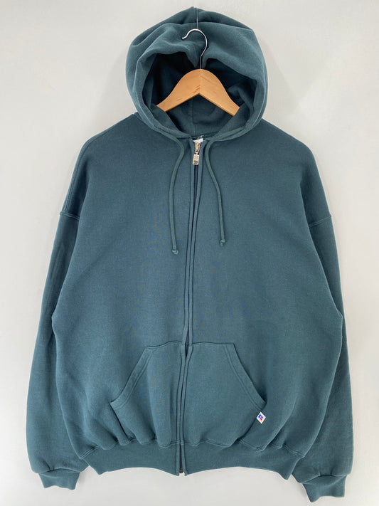 00’ RUSSELL Size XL Zip-up Hoodie Sweat-Shirt / F301S