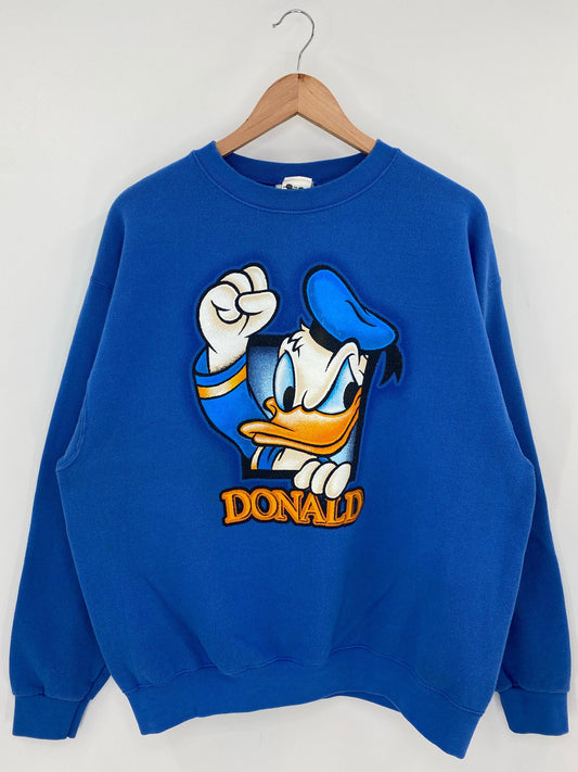 00' DISNEY DONALD Made in USA Size L Vintage Sweat-shirt / F3051S