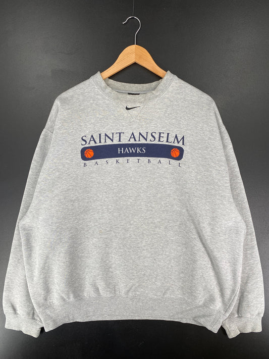 00' NIKE x SAINT ANSELM HAWKS Size XL Vintage College Sweat-shirt / F5851S