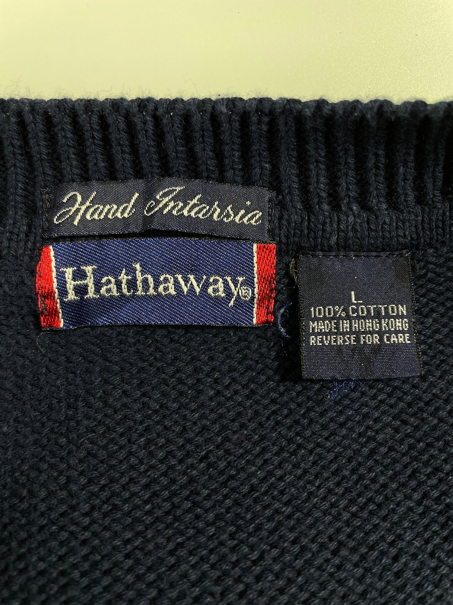 Vintage HATHAWAY Size L Cotton Knit Cardigan / F4495K