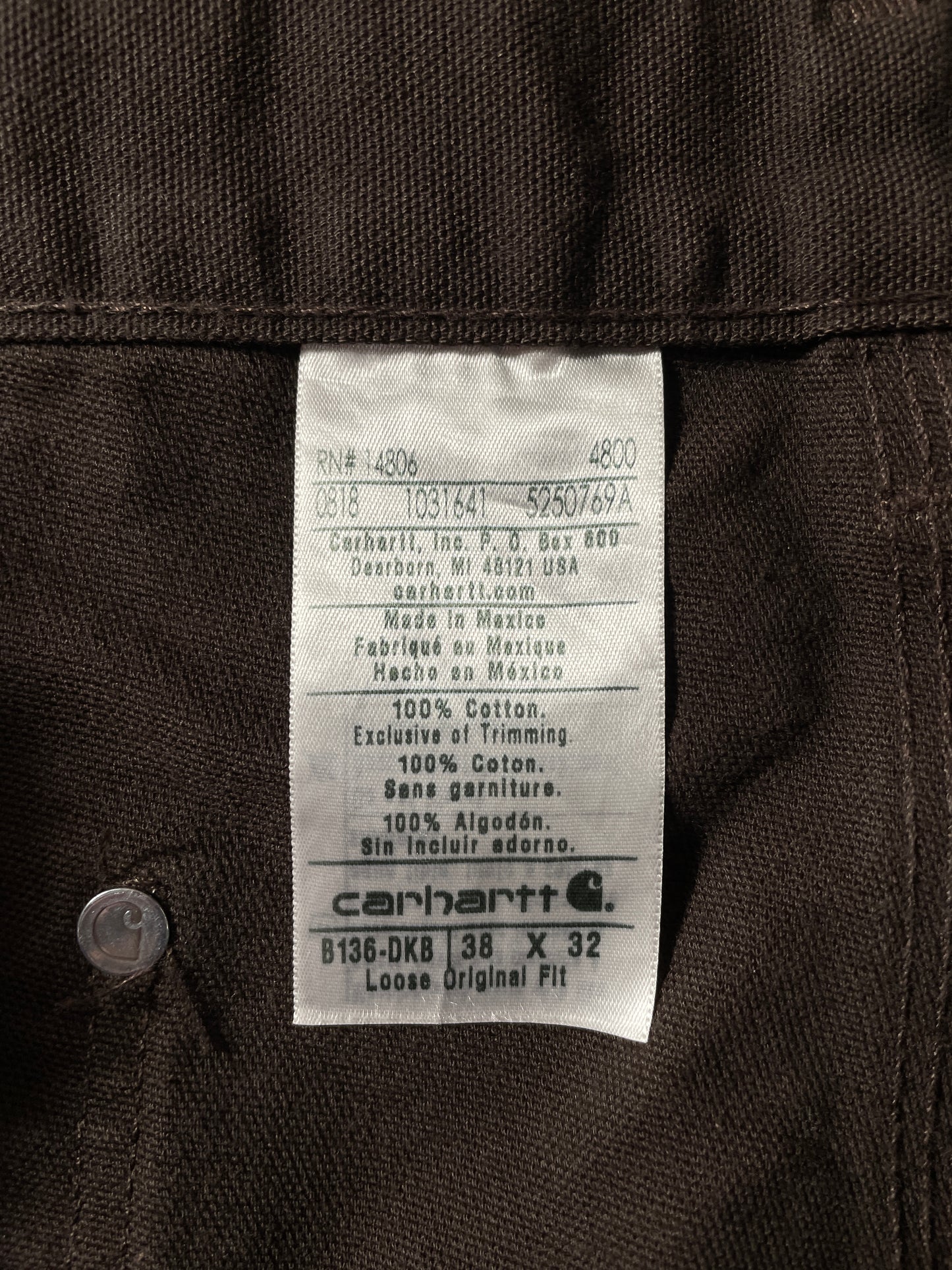 Vintage CARHARTT Size W38xL31 Double Knee Duck Pants / F838P