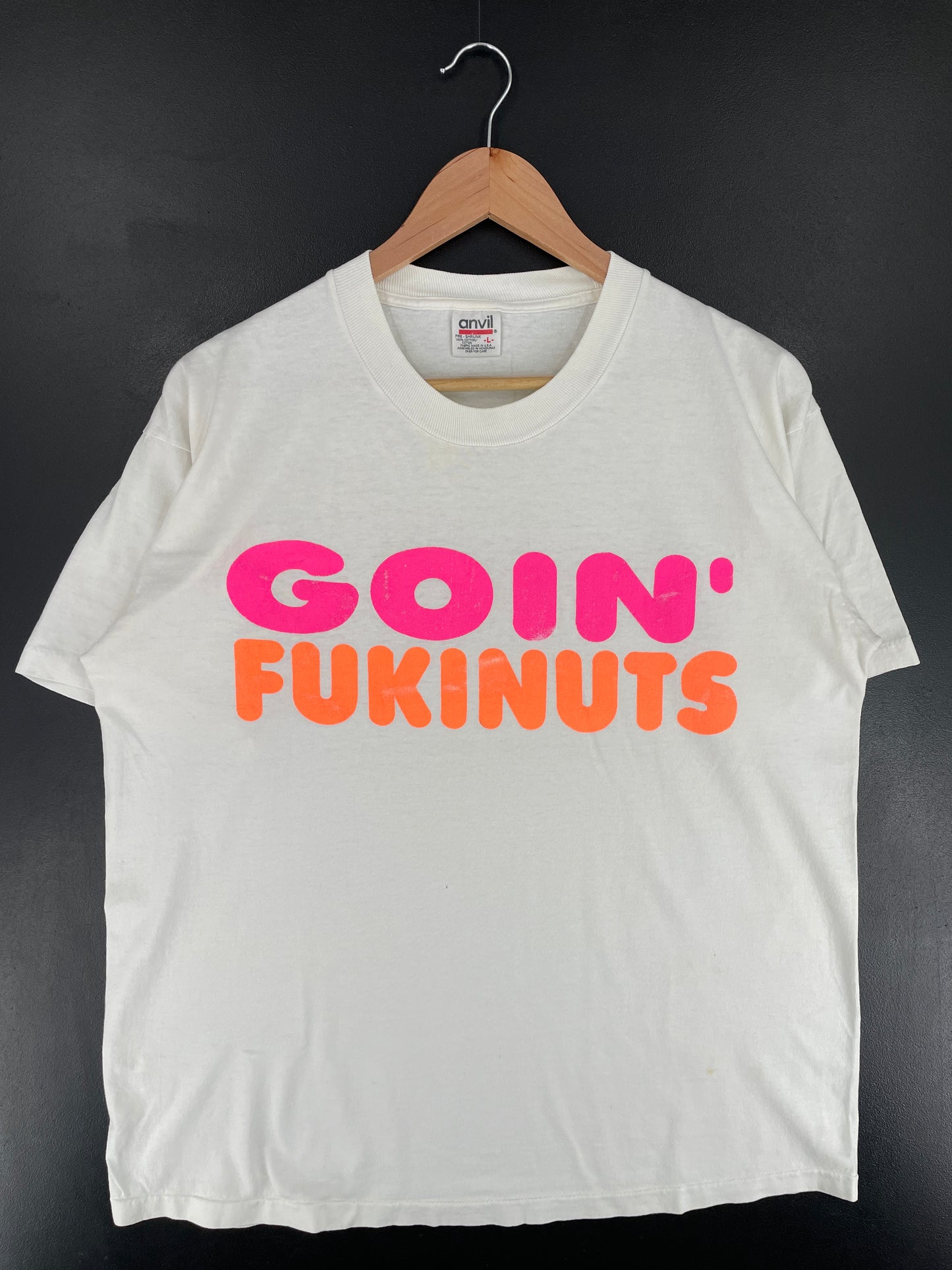 90’s DUNKIN DONUTS parody GOIN’ FUKINUTS Size L Vintage T-shirt / E8427T