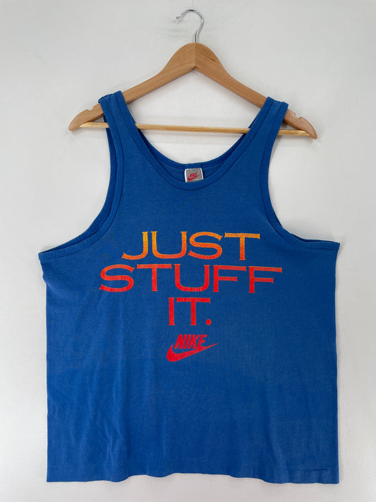90’s Silver Tag NIKE JUST STUFF IT Made in USA Size L Vintage Tank-Top/ F777T