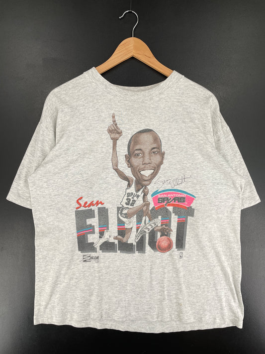 1990 SAN ANTONIO SPURS SEAN ELLIOTT Size No Tag (Approx.L) Vintage NBA T-shirt / F550T