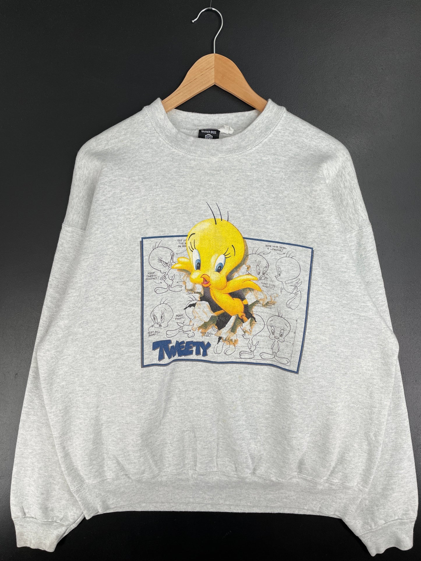 90’s LOONEY TUNES TWEETY Made in USA Size XL Vintage Sweat-shirt / G6708S