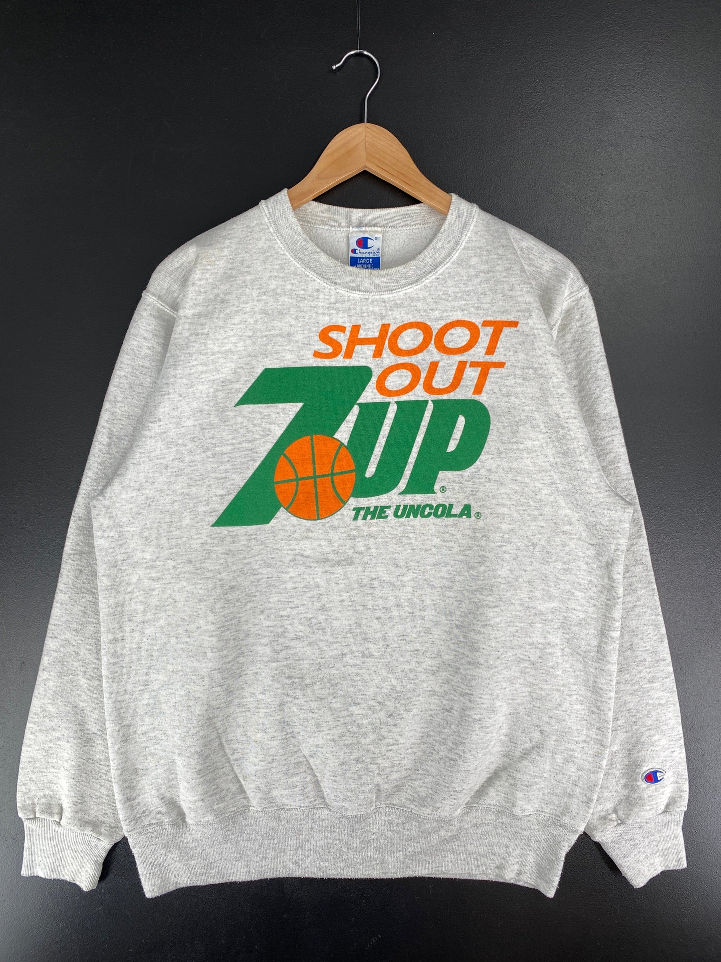90's CHAMPION x 7UP "SHOOT OUT" Made in USA Size L Vintage Sweat-Shirt / G2122S