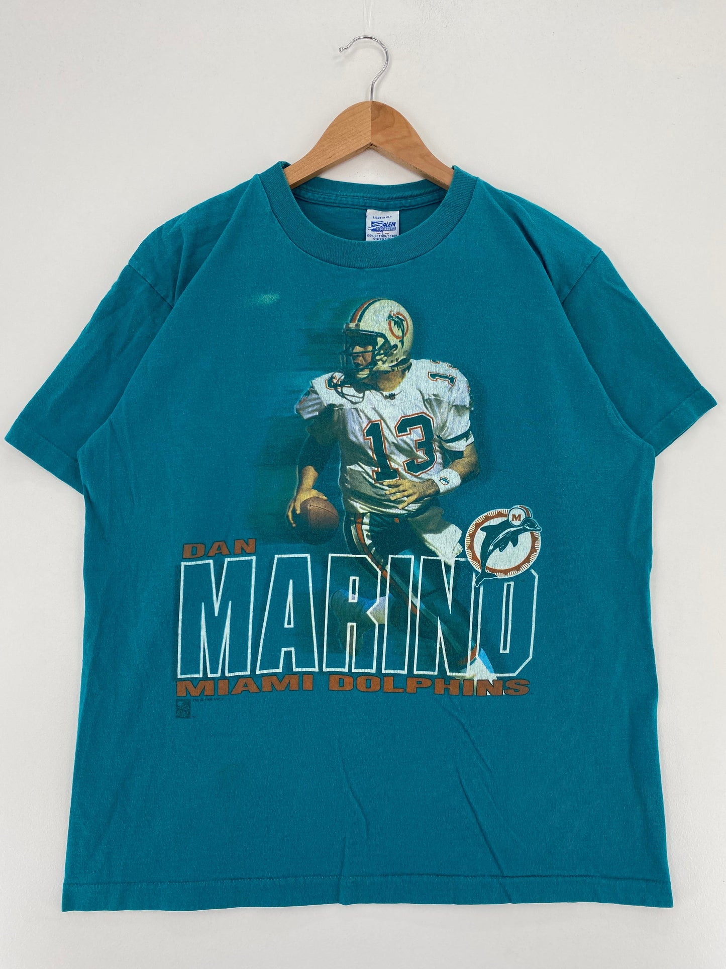 1995 SALEM x MIAMI DOLPHINS DAN MARINO Made in USA Size L Vintage NFL T-Shirt / G3616T