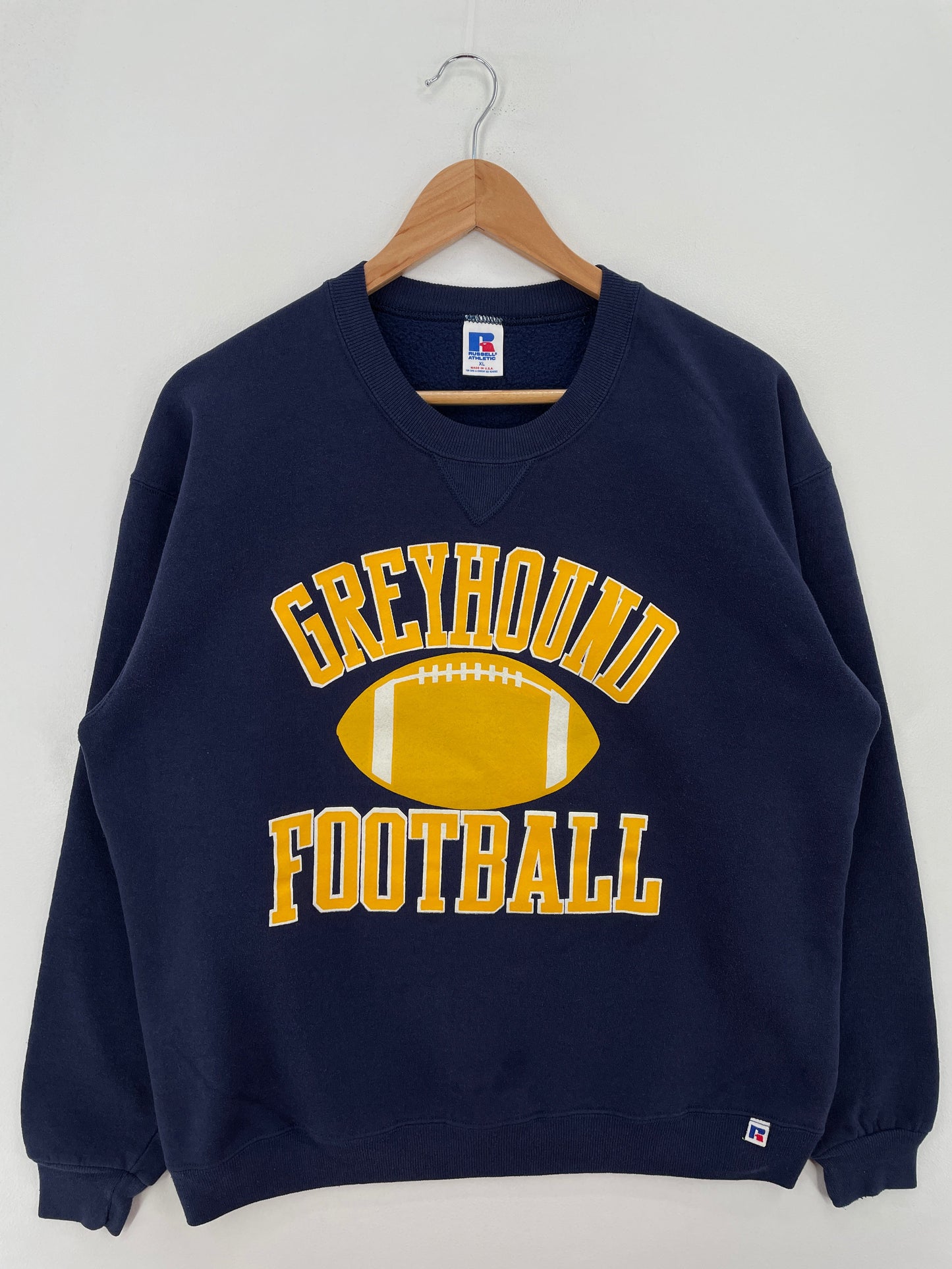 90's RUSSELL x GREYHOUND FOOTBALL Made in USA Size XL College Sweat-Shirt / F3992S