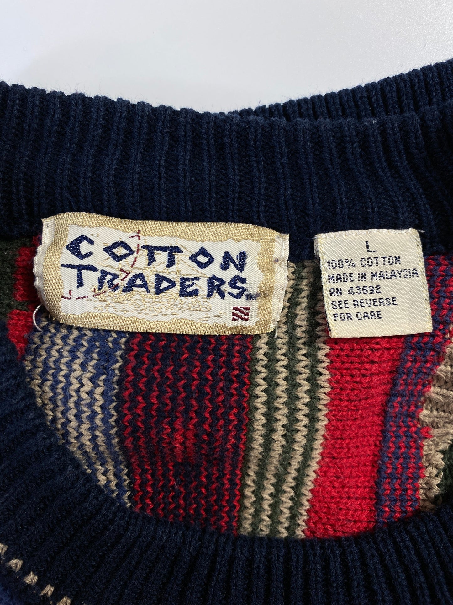 Vintage 3D COOGI-Style Size L Cotton Knit Sweater / F5799K