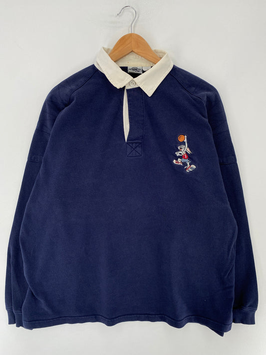 1994 LOONEY TUNES BUGS BUNNY Size XXL Vintage Rugby-Shirt / F8972R