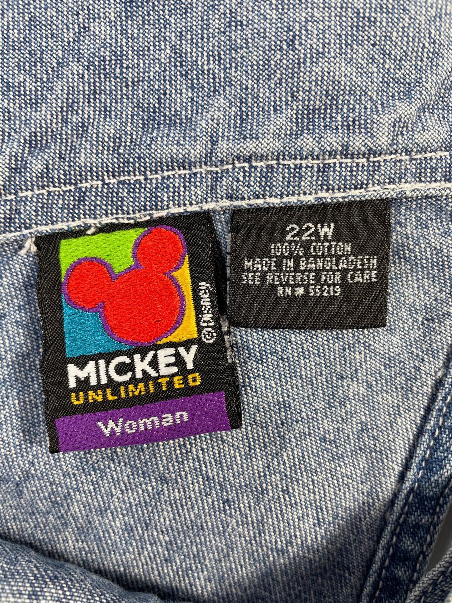 90's DISNEY MICKEY MINNIE Size Ladies.22W (XXL) Vintage Denim Overall / G1968P