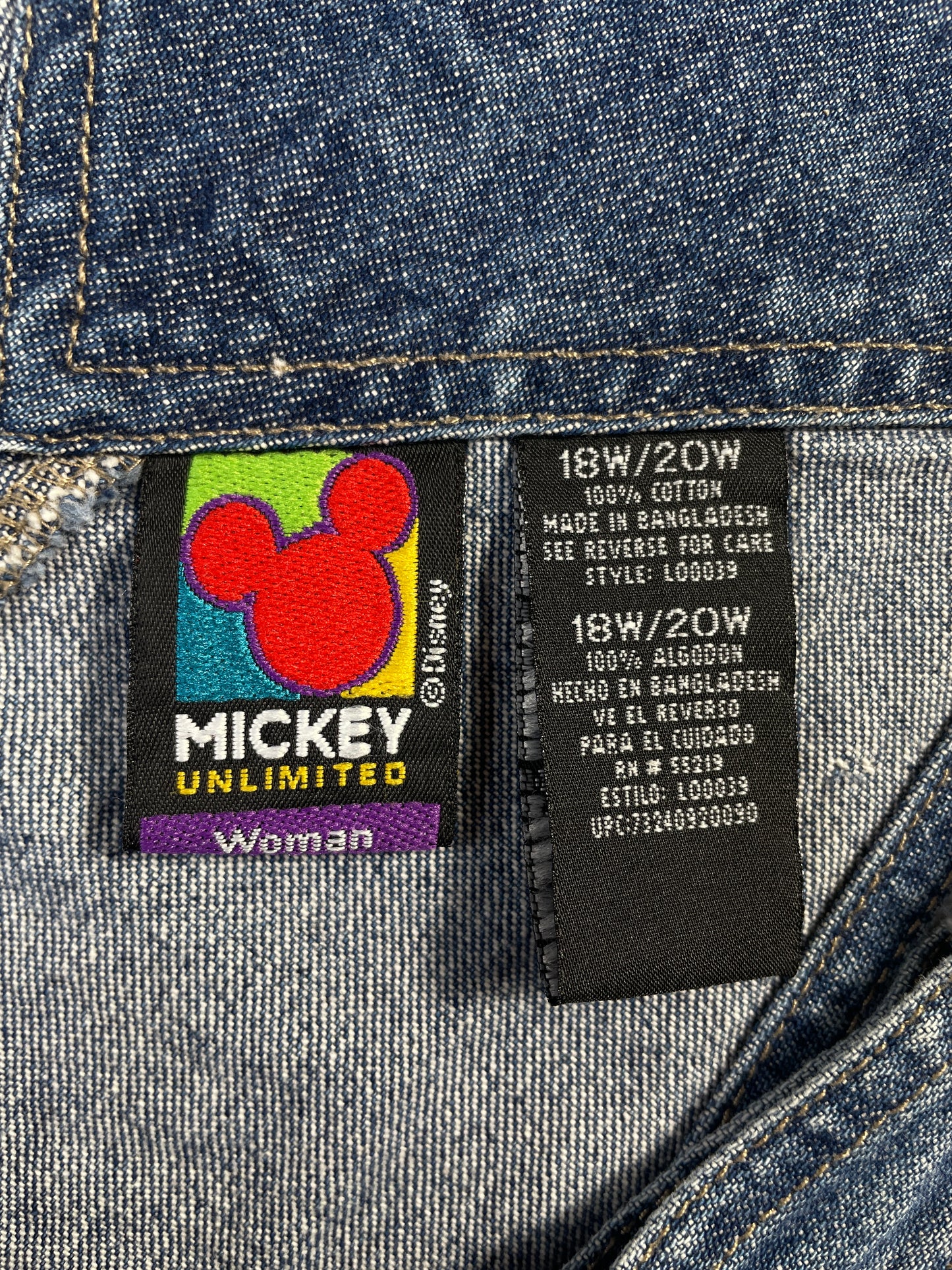 90's DISNEY MICKEY Size Ladies.18-20W(XL-XXL) Vintage Denim Overall / E7883P