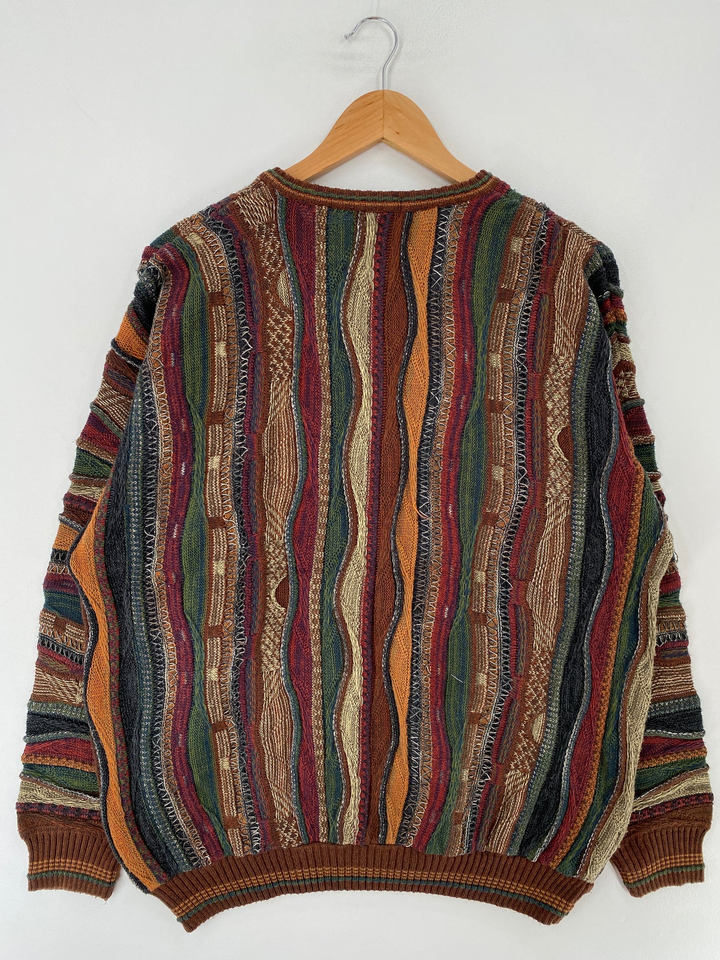 Vintage 3D COOGI-Style Size L Cotton Knit Sweater / F249K