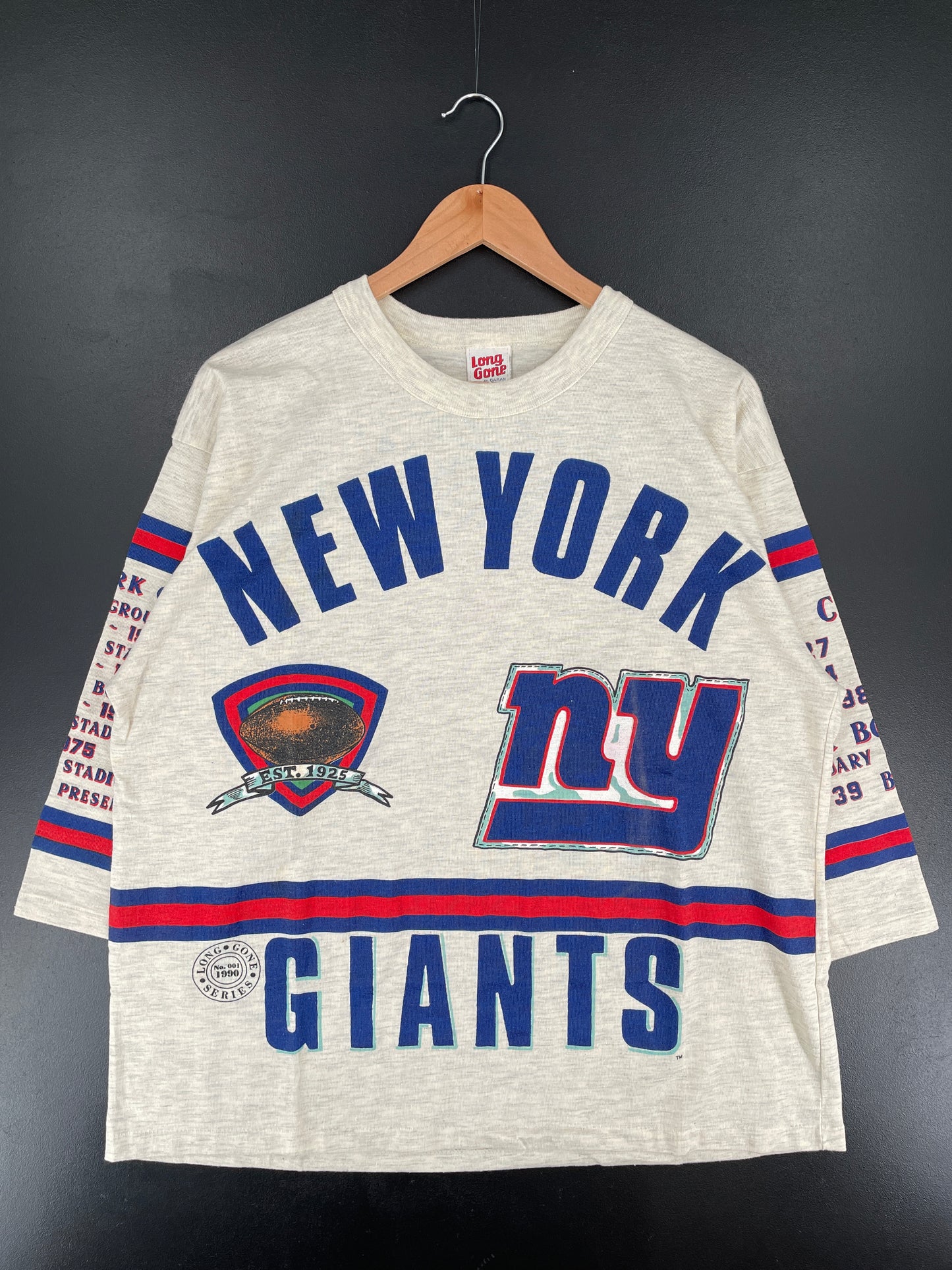 1990 NEW YORK GIANTS Made in USA Size XL Vintage Three quarter NFL T-shirt / E8072T