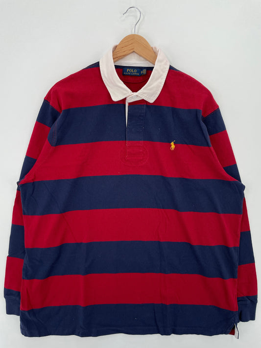 00’ POLO RALPH LAUREN Size XXL Vintage Rugby-Shirt / F9978R