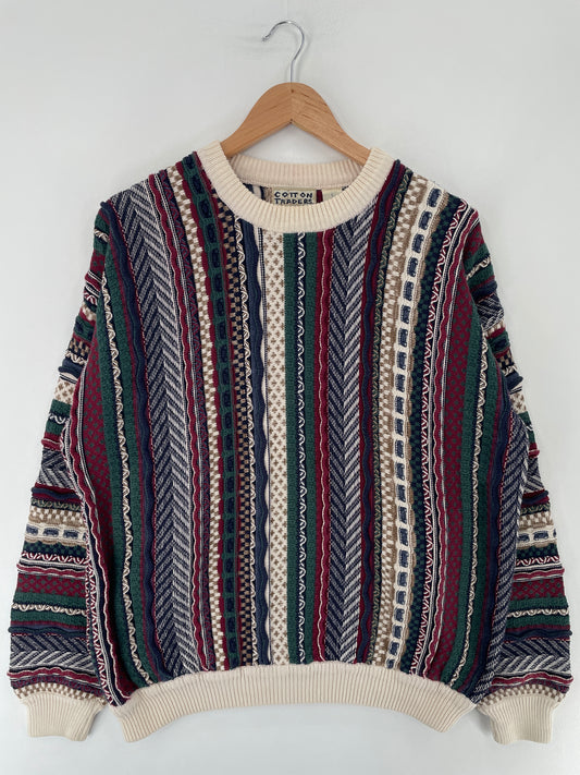 Vintage 3D COOGI-Style Size L Cotton Knit Sweater / E7393K