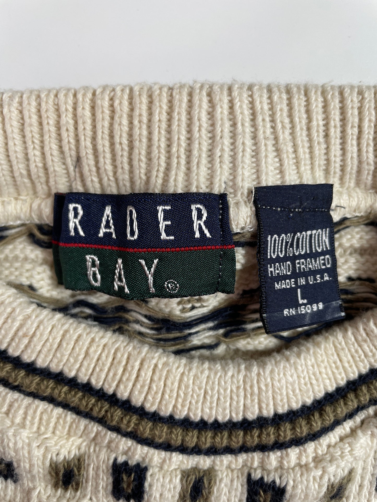 Vintage RADER BAY Size L Cotton Knit Sweater / F1802K