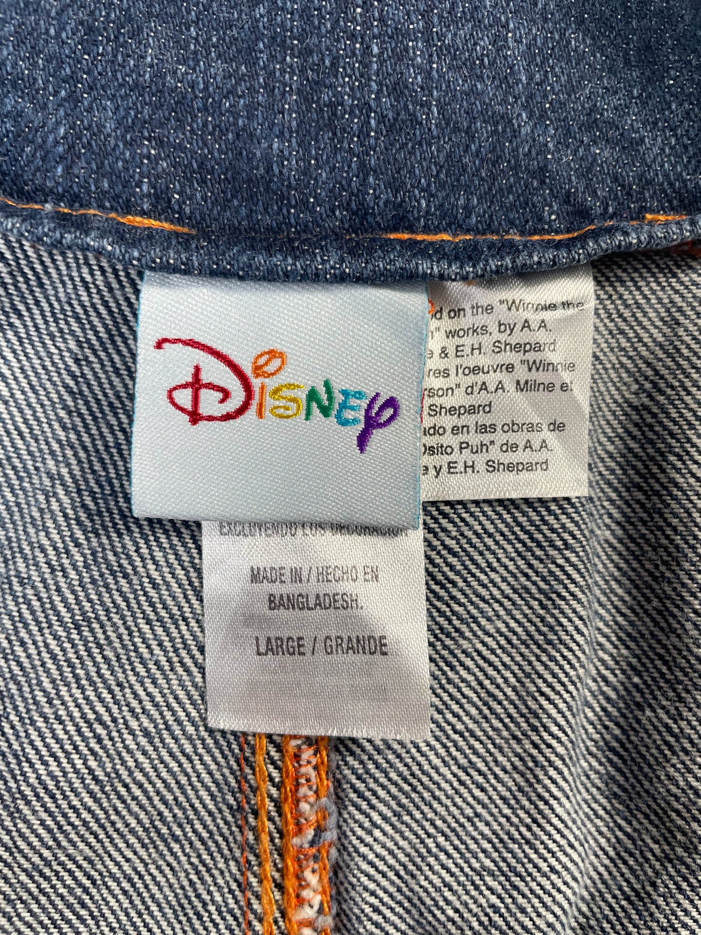 Vintage DISNEY WINNIE THE POOH Size L Denim Overall / E7874P