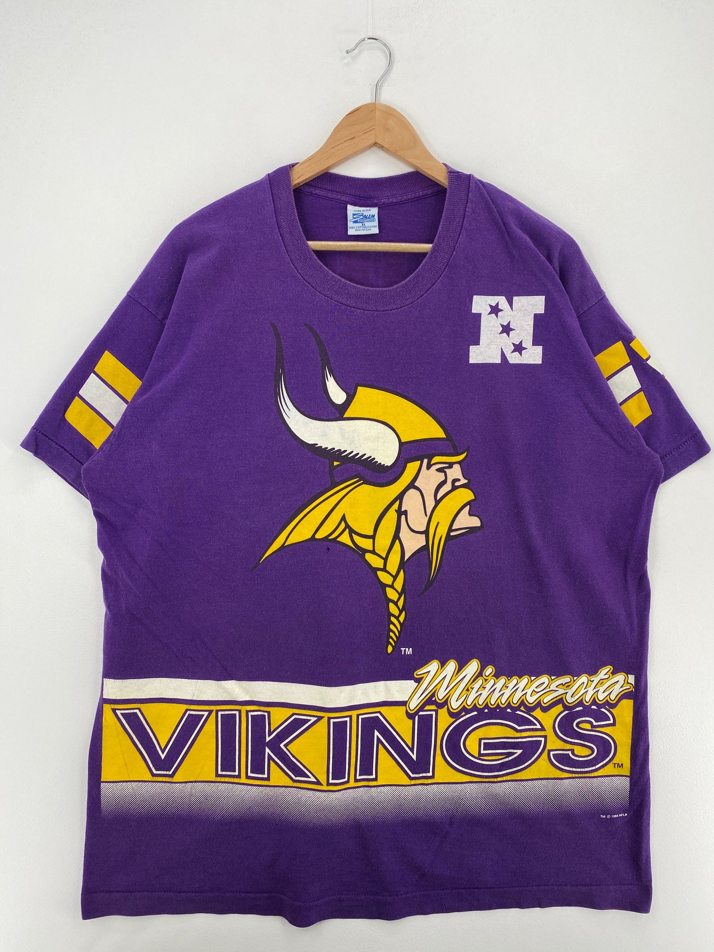 1994 SALEM x MINNESOTA VIKINGS Made in USA Size XL Vintage NFL T-shirt / E9436T
