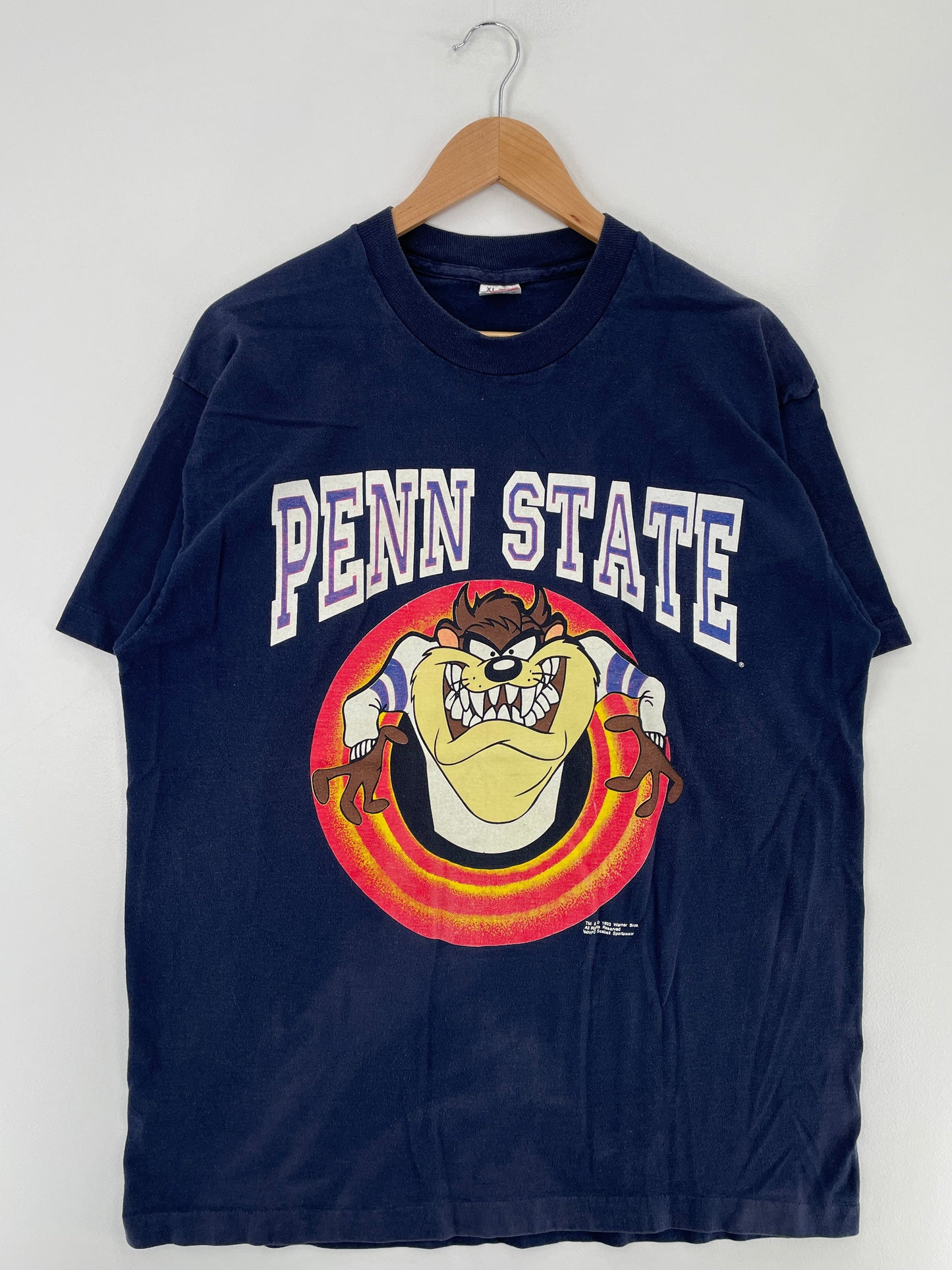 1993 LOONEY TUNES TAZ x PANN STATE Made in USA Size XL Vintage College T-Shirt / G2575T