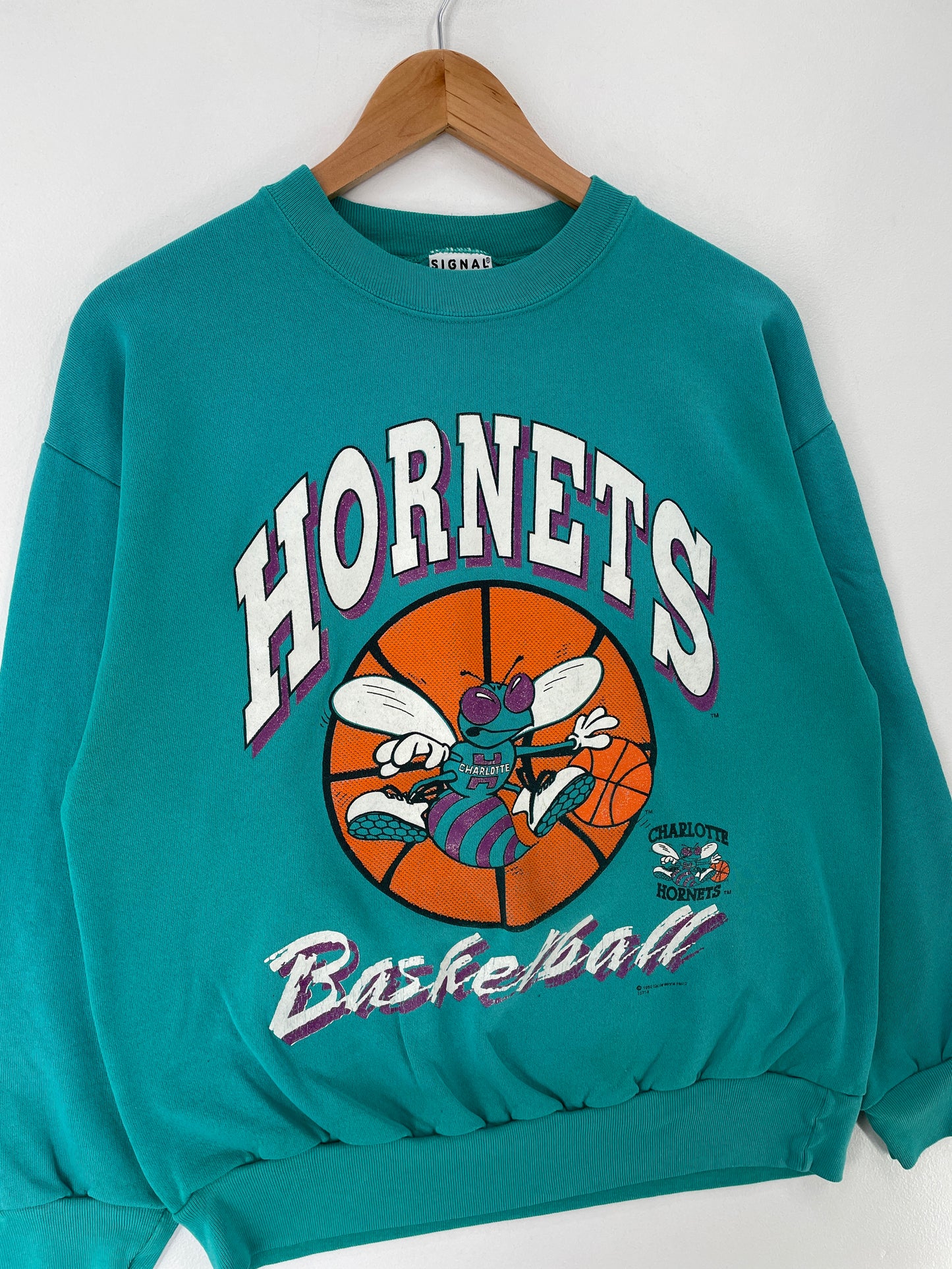 1992 CHARLOTTE HORNETS Made in USA Size XL Vintage NBA Sweat-Shirt / F455S