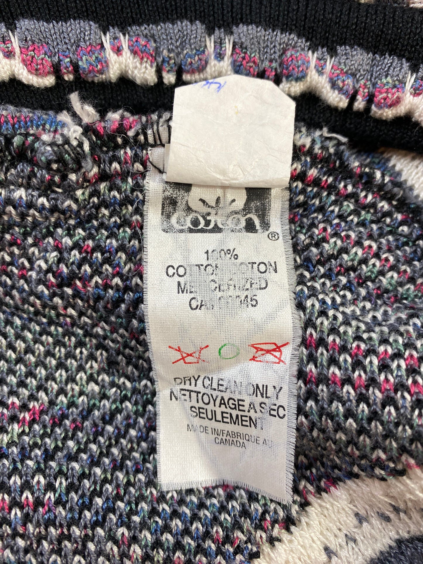 Vintage 3D COOGI-Style Size L Cotton Knit Sweater / F252K