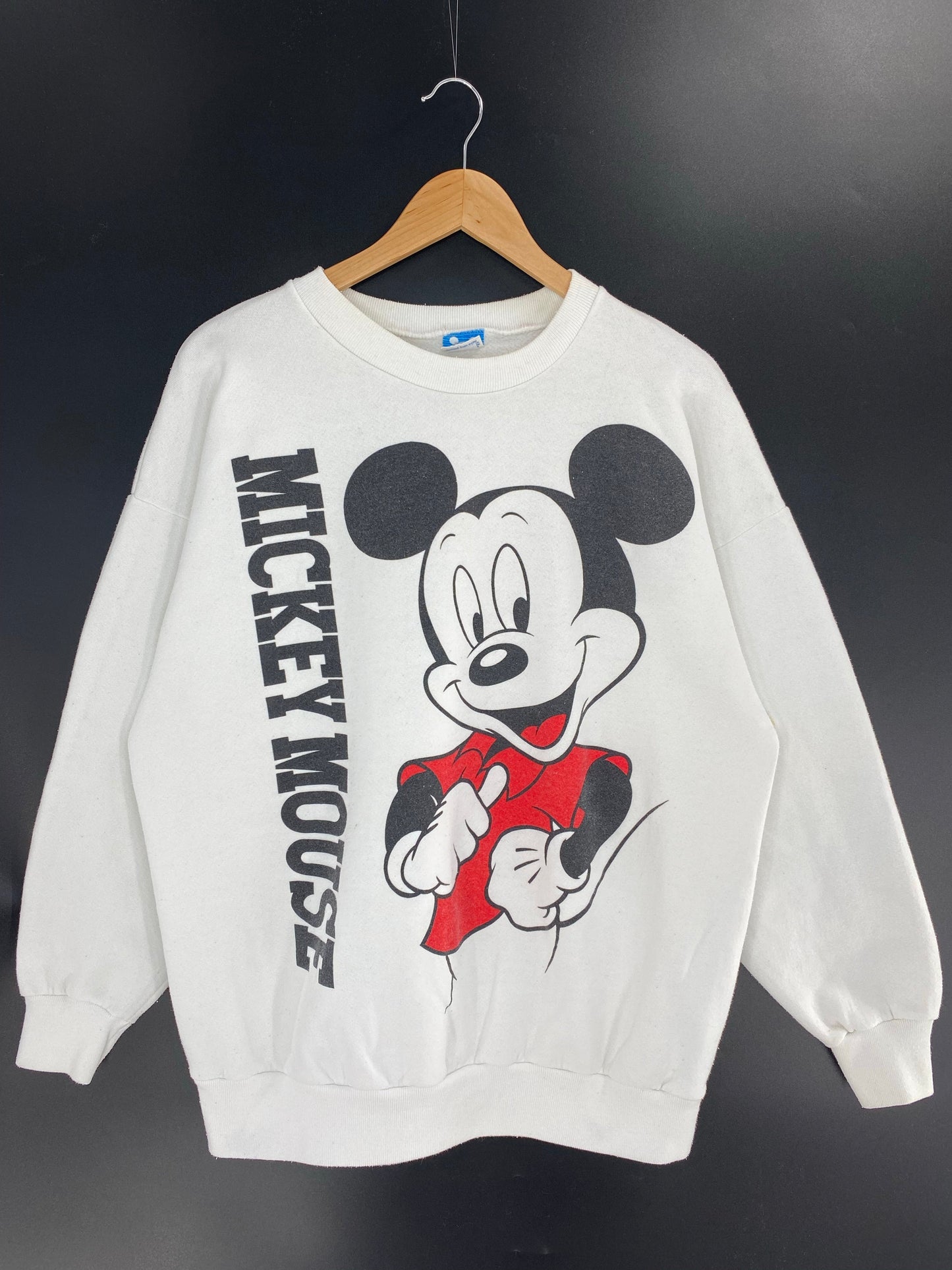 90’s DISNEY MICKEY Made in USA Size No Tag (Approx.XL) Vintage Sweat-shirt / E7746S