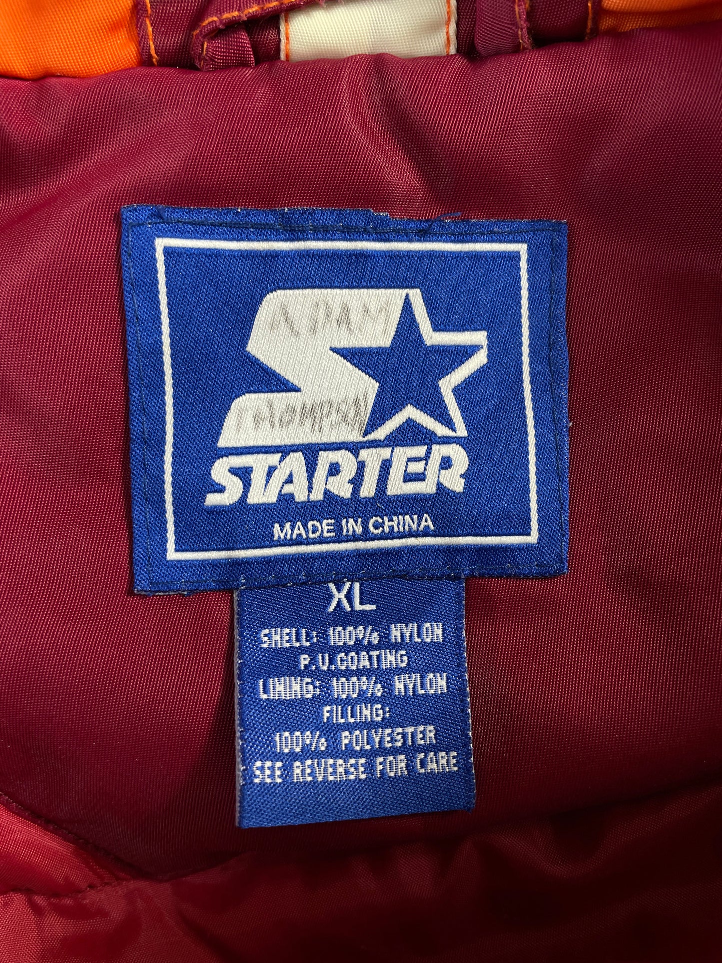 90’s STARTER x VIRGINIA TECH Size XL Vintage College Padded Nylon Jacket / F6992N