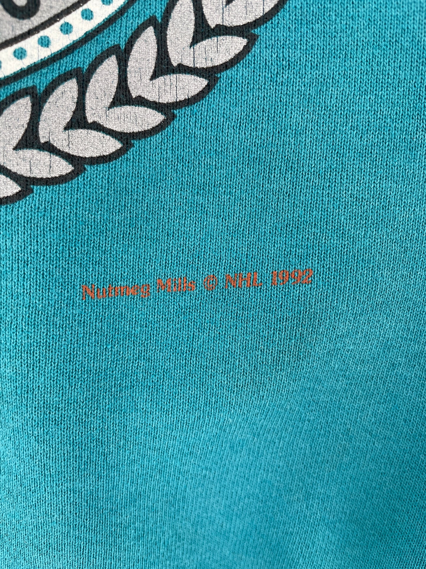 1992 SAN JOSE SHARKS Made in USA Size L Vintage NHL Sweat-Shirt / E7447S