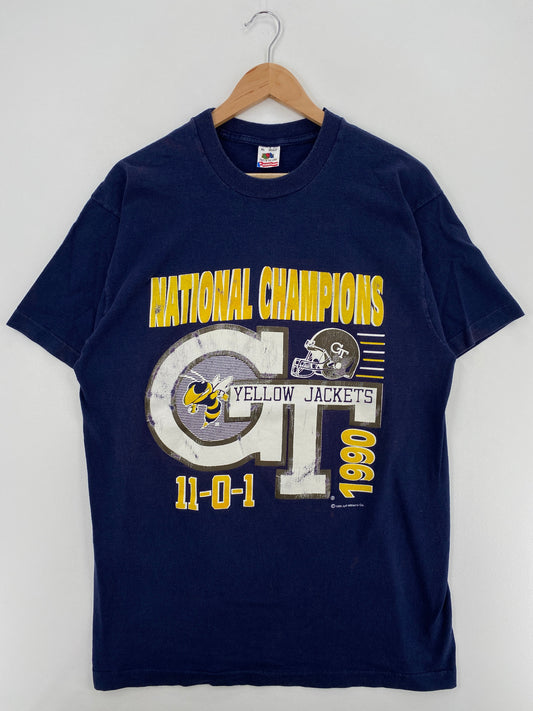1990 GEORGIA TECH YELLOW JACKETS Made in USA Size XL Vintage College T-Shirts / G2580T
