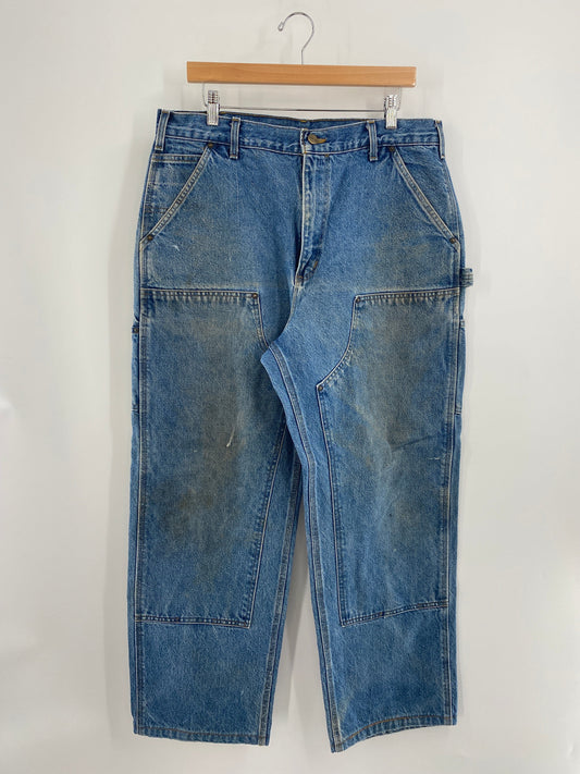 .Vintage CARHARTT Made in USA Size W32xL29 Denim Double Knee Pants / F328P