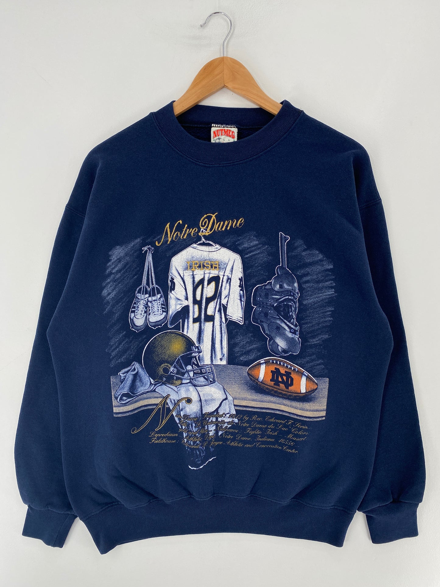 90’s NOTRE DAME FOOTBALL Made in USA Size L Vintage College Sweat-shirt / E8727S
