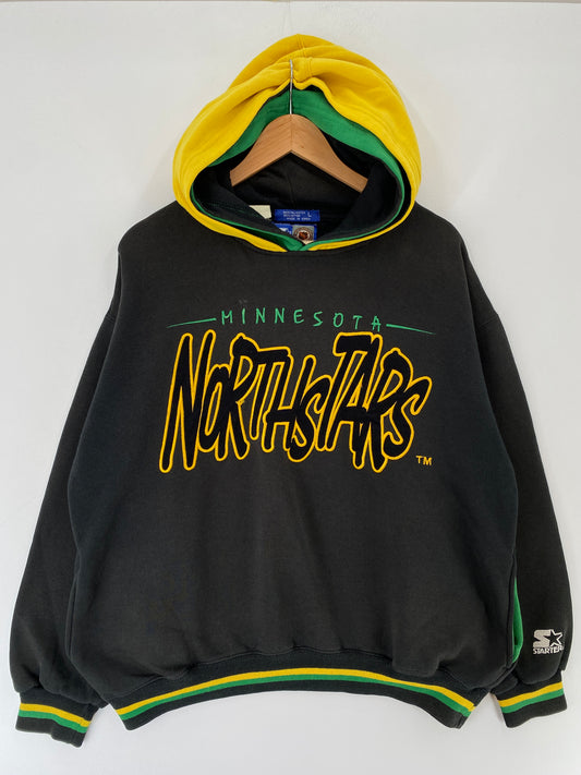 00' STARTER x MINNESOTA NORTH STARS Size L Vintage NHL Hoodie Sweat-Shirt / F273S