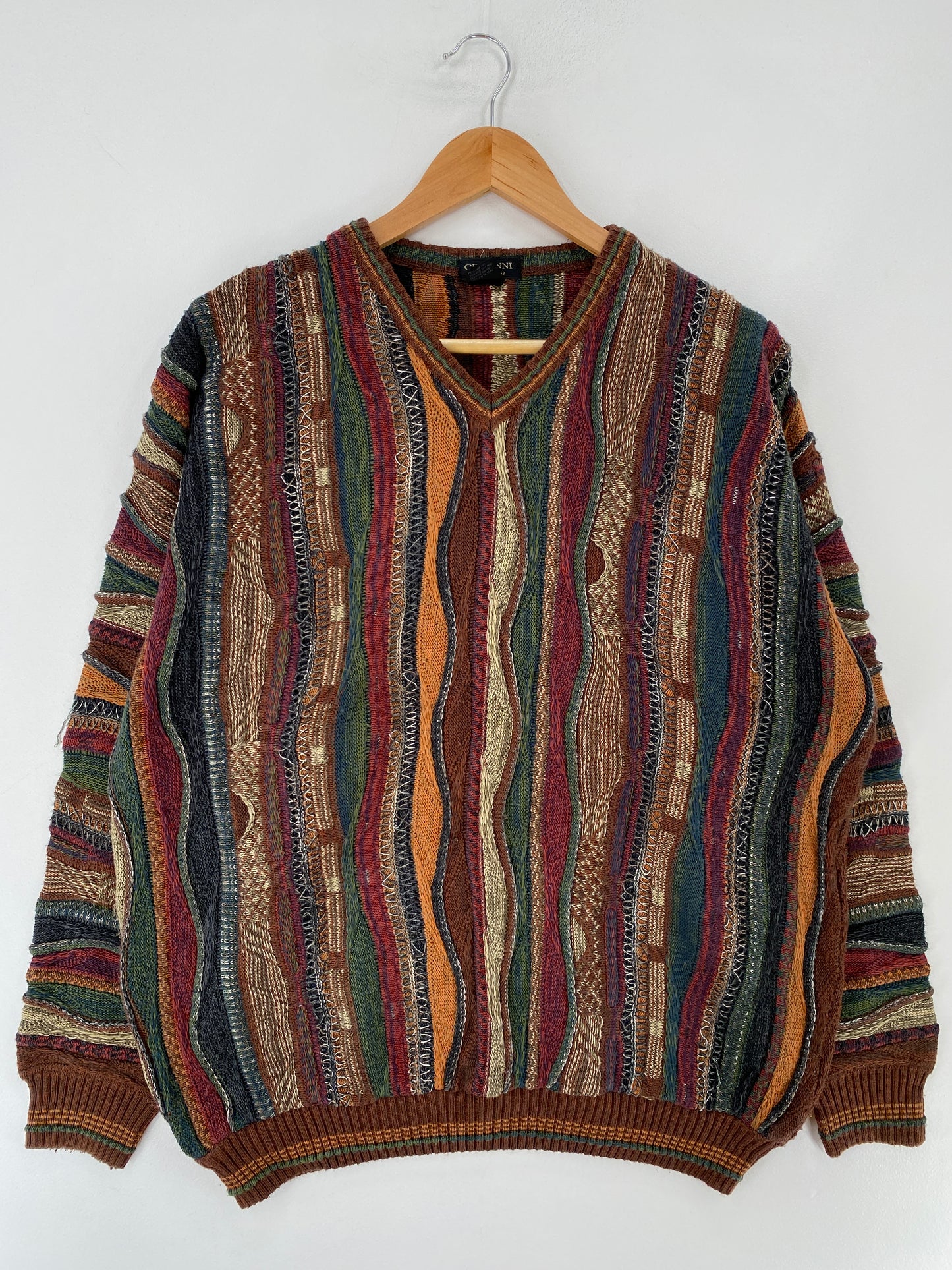 Vintage 3D COOGI-Style Size L Cotton Knit Sweater / F249K