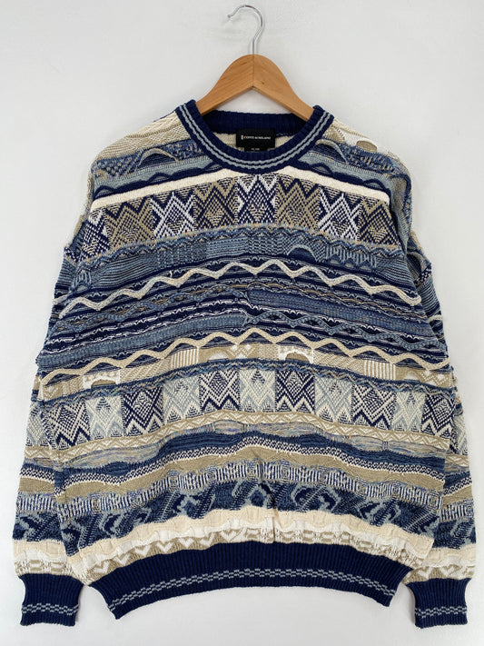 Vintage 3D COOGI-Style Size XL Cotton Knit Sweater / F250K