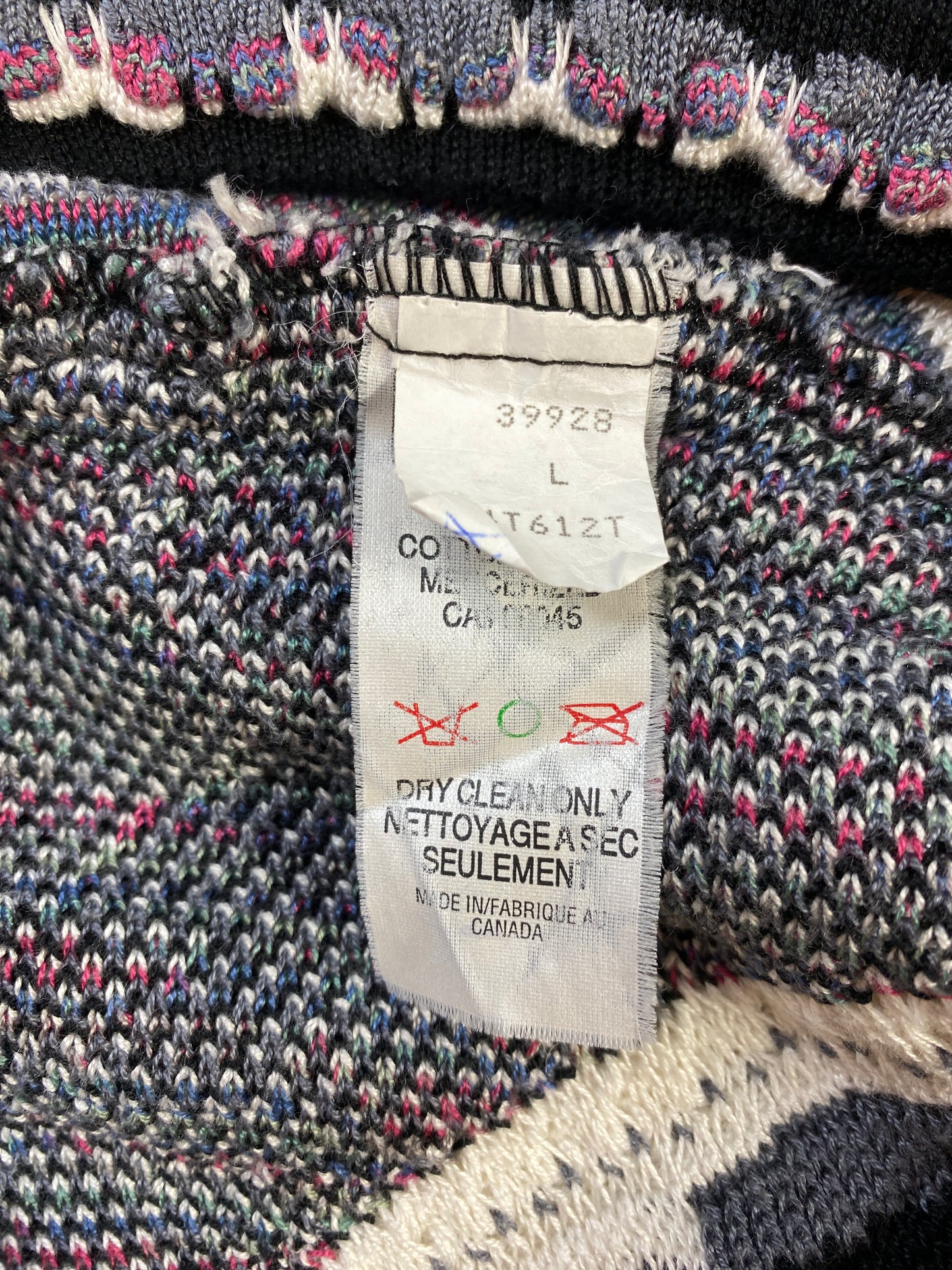 Vintage 3D COOGI-Style Size L Cotton Knit Sweater / F252K