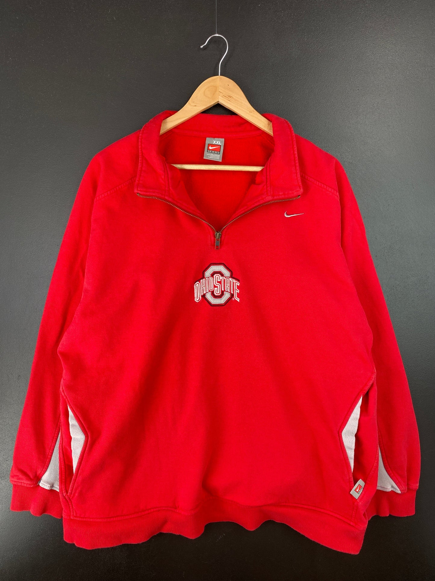 00' NIKE x OHIO STATE Size XXL Vintage College Half Zip Sweat-shirt / F5353S