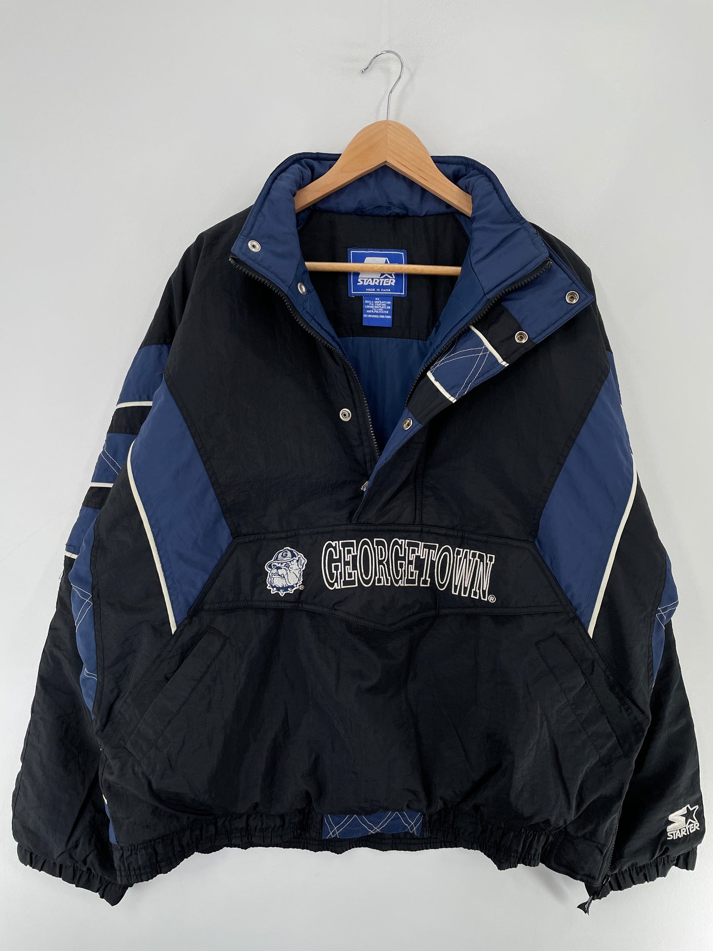 .90’s STARTER x GEORGETOWN Size XL Vintage College Padded Nylon Jacket / E6872N