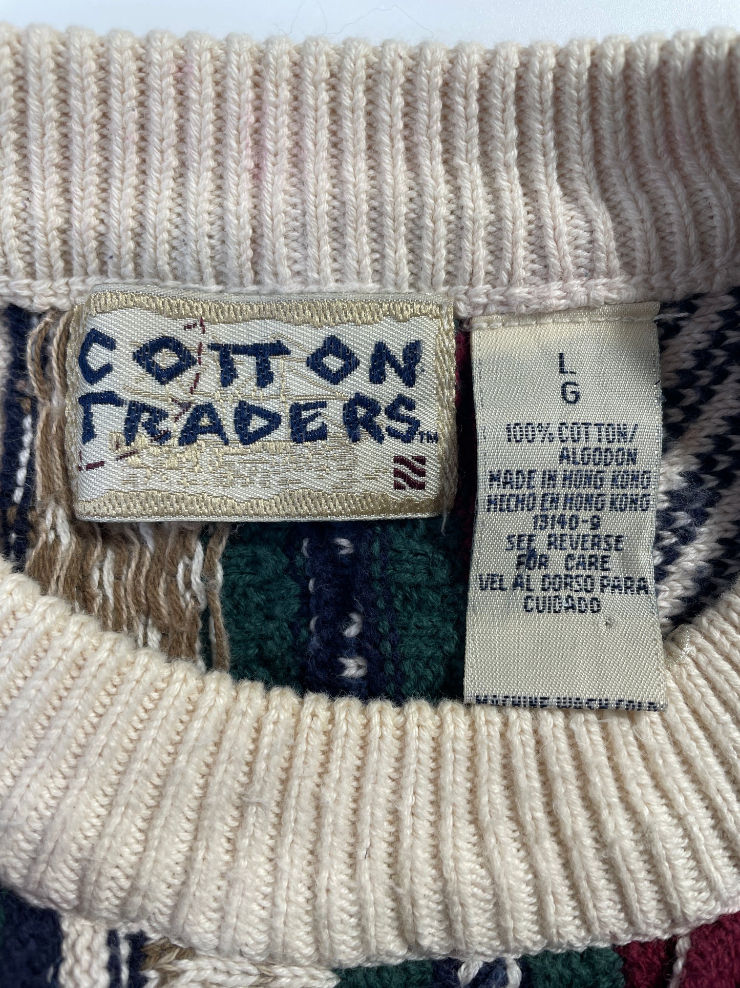 Vintage 3D COOGI-Style Size L Cotton Knit Sweater / E7393K