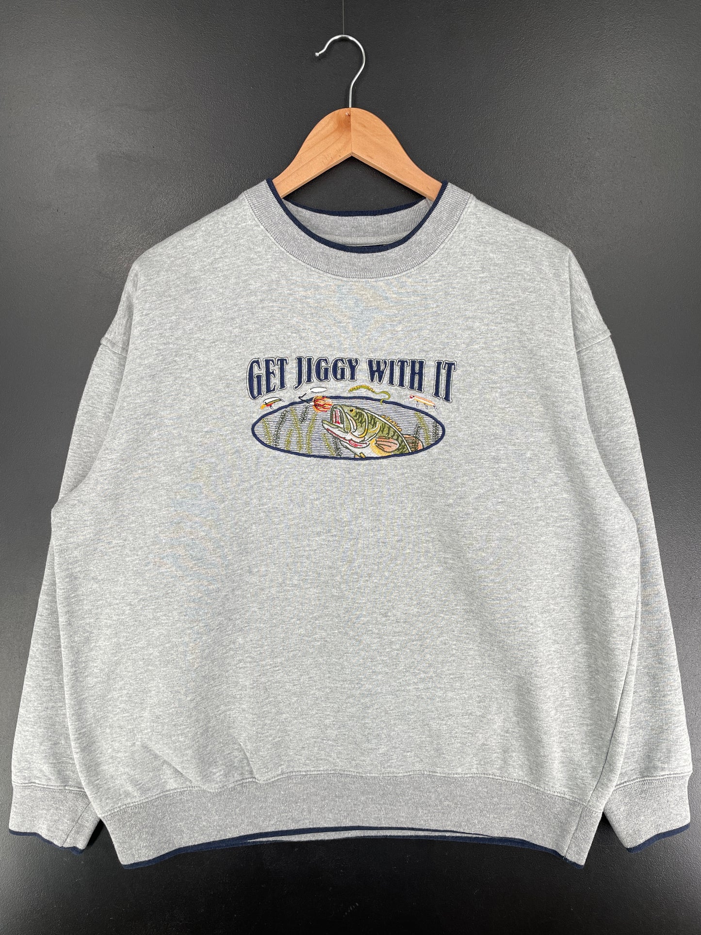 00' BASS FISH Size XL Vintage Animal Sweat-Shirt / E8492S