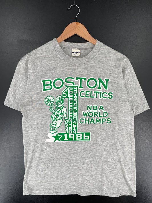 1986 BOSTON CELTICS Made in USA Size L Vintage NBA T-shirt / E8075T