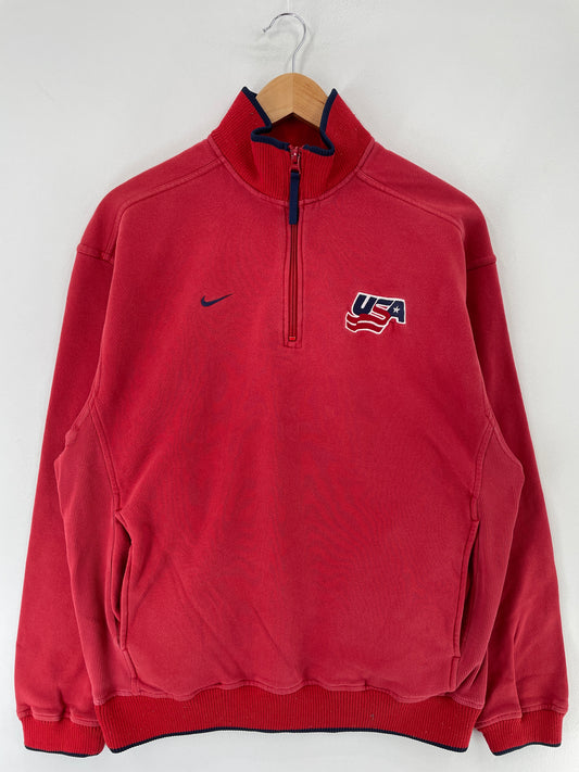 00' NIKE x USA HOCKEY TEAM Size S Vintage Half zip Sweat-Shirt / F569S